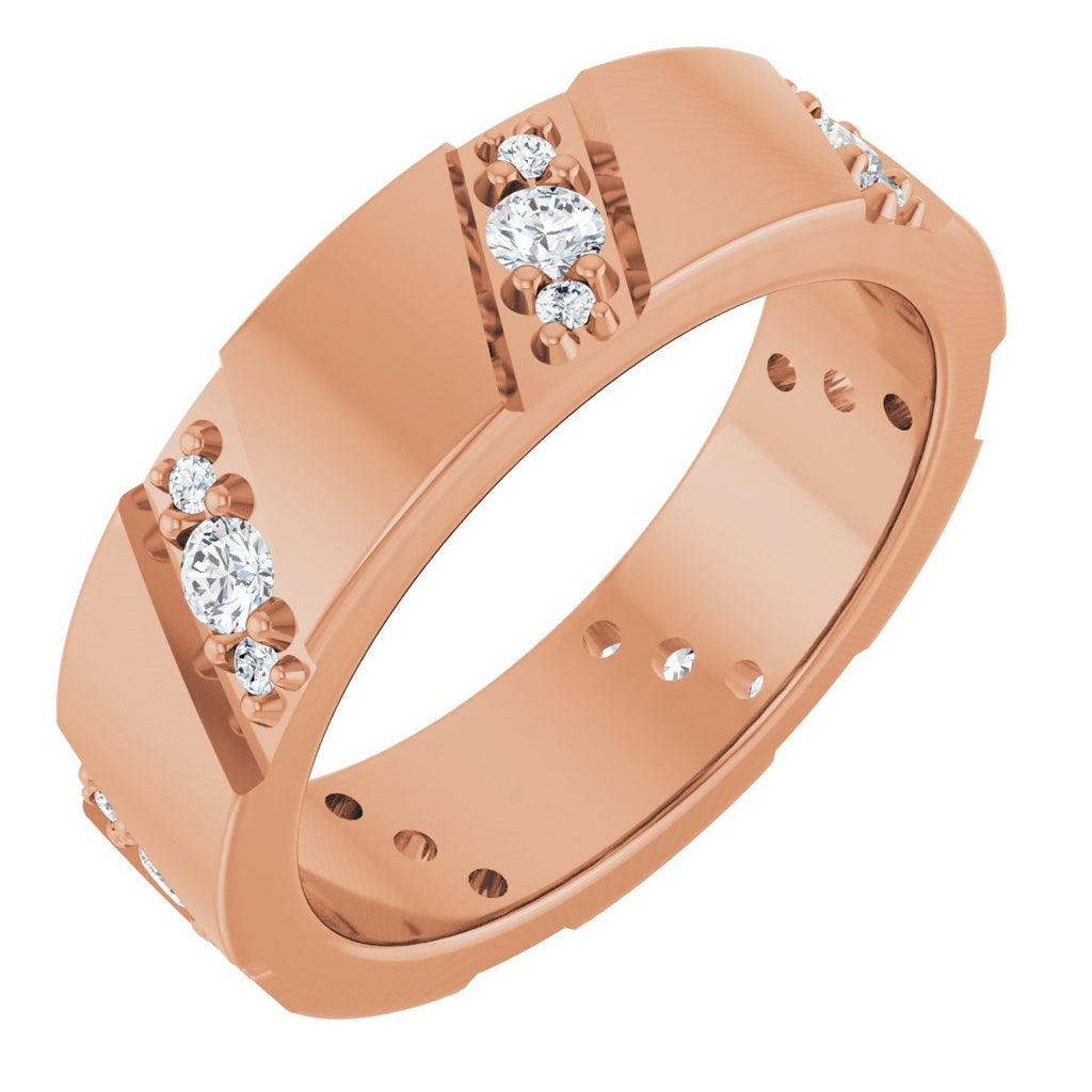 Diagonal Grooved Eternity Band