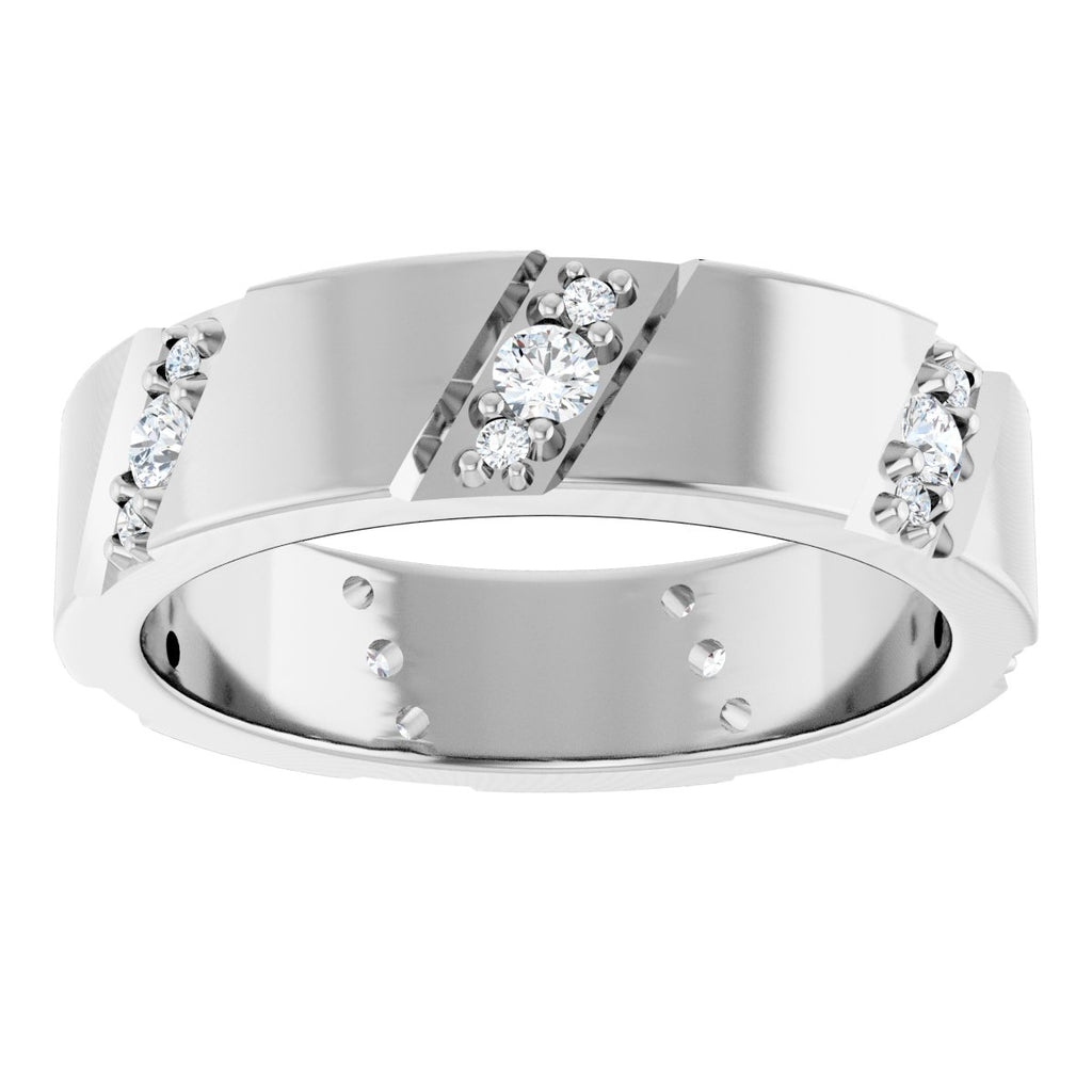 Diagonal Grooved Eternity Band