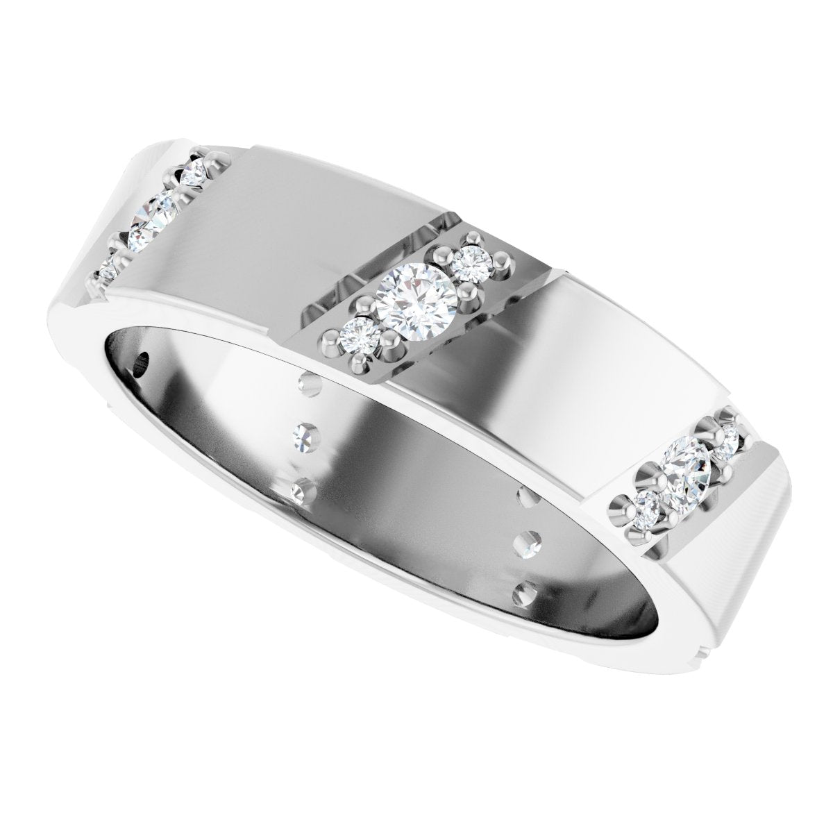 Diagonal Grooved Eternity Band