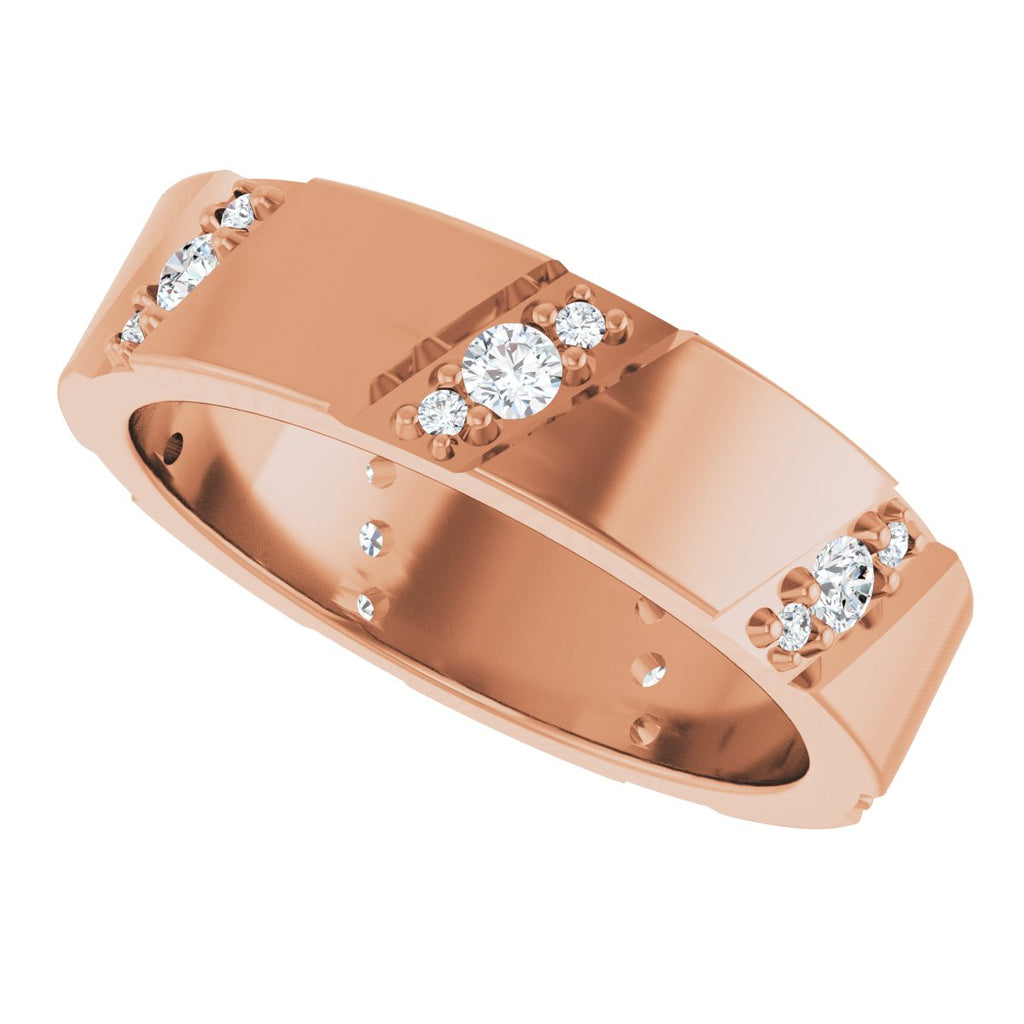 Diagonal Grooved Eternity Band