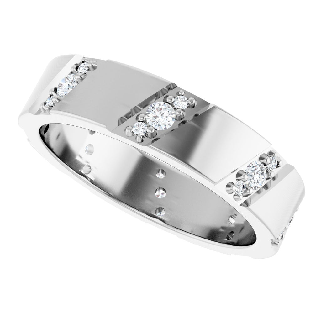 Diagonal Grooved Eternity Band
