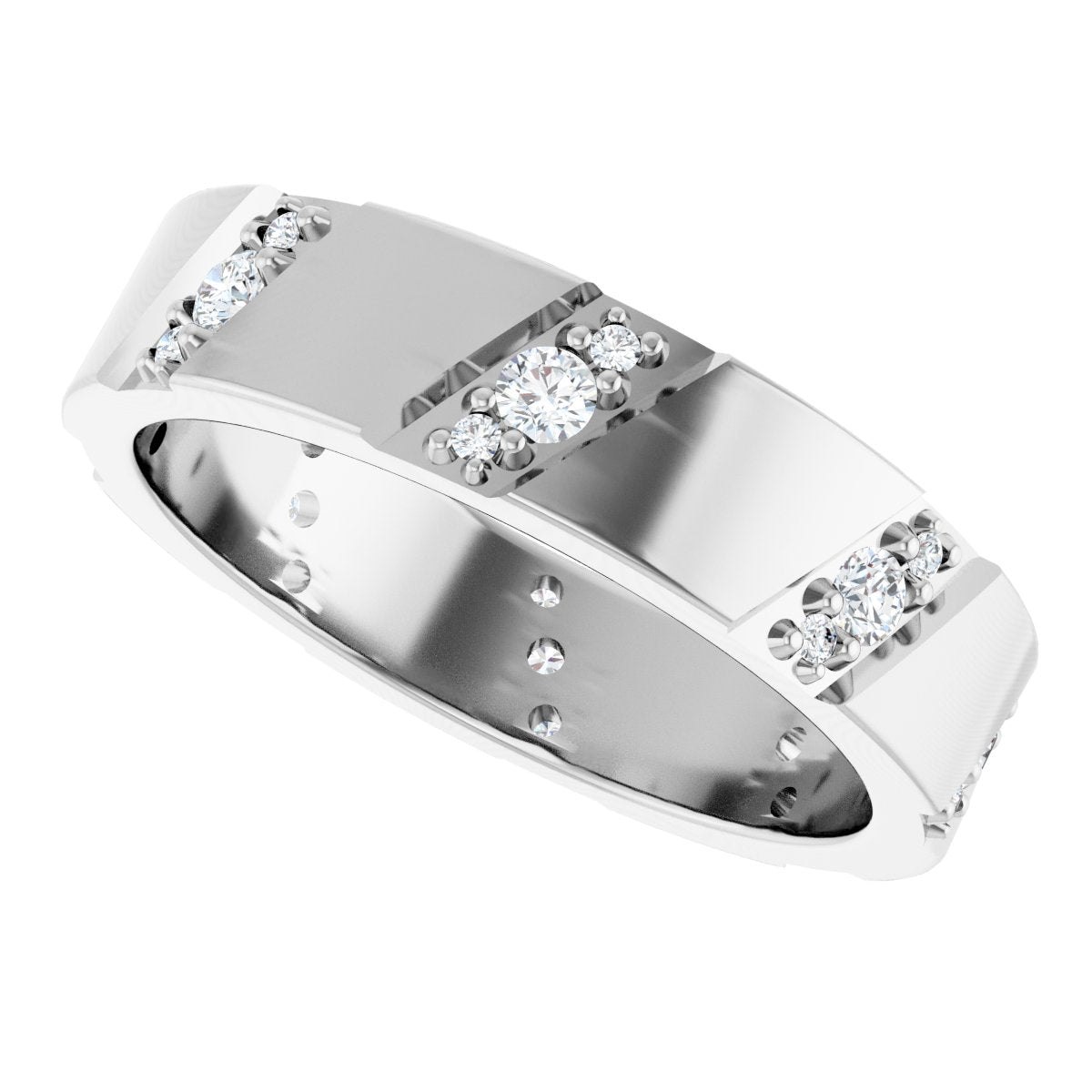 Diagonal Grooved Eternity Band