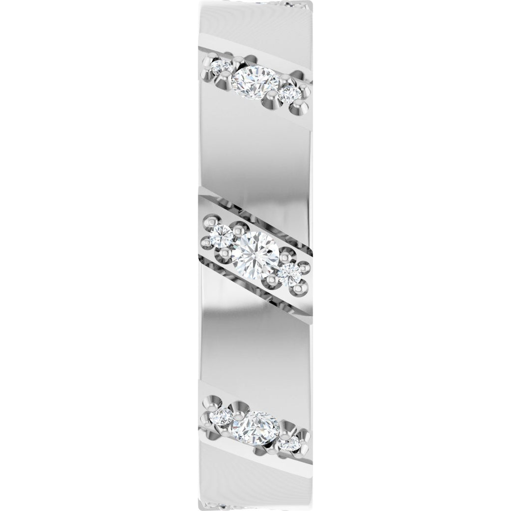 Diagonal Grooved Eternity Band