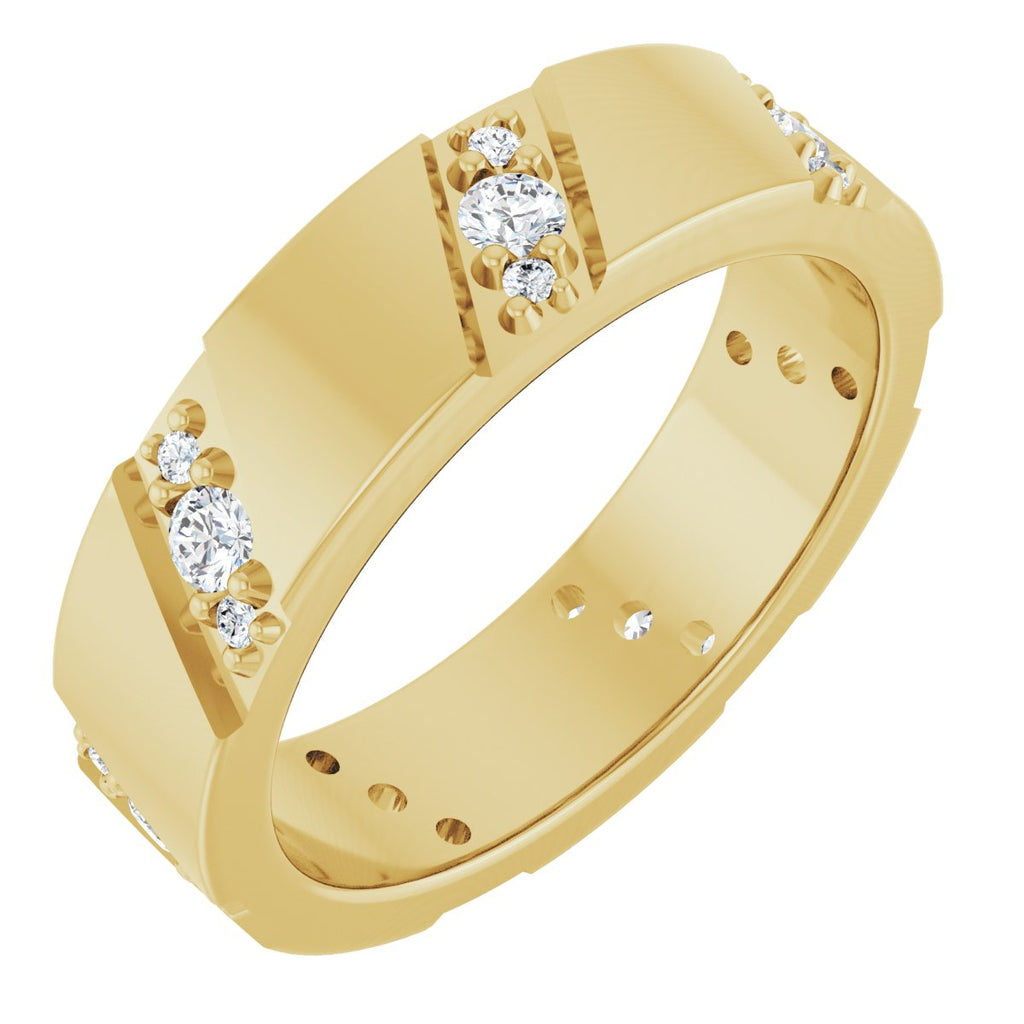 Diagonal Grooved Eternity Band