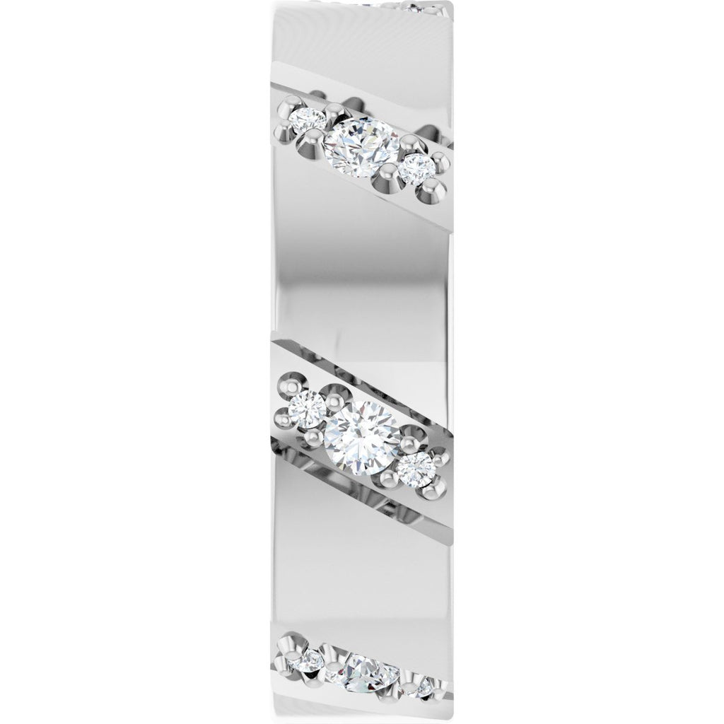 Diagonal Grooved Eternity Band