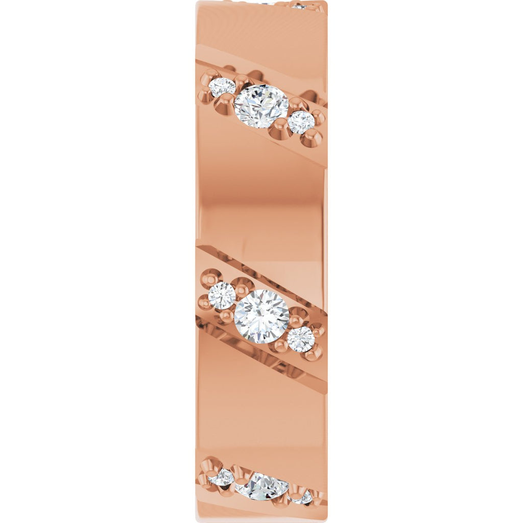 Diagonal Grooved Eternity Band