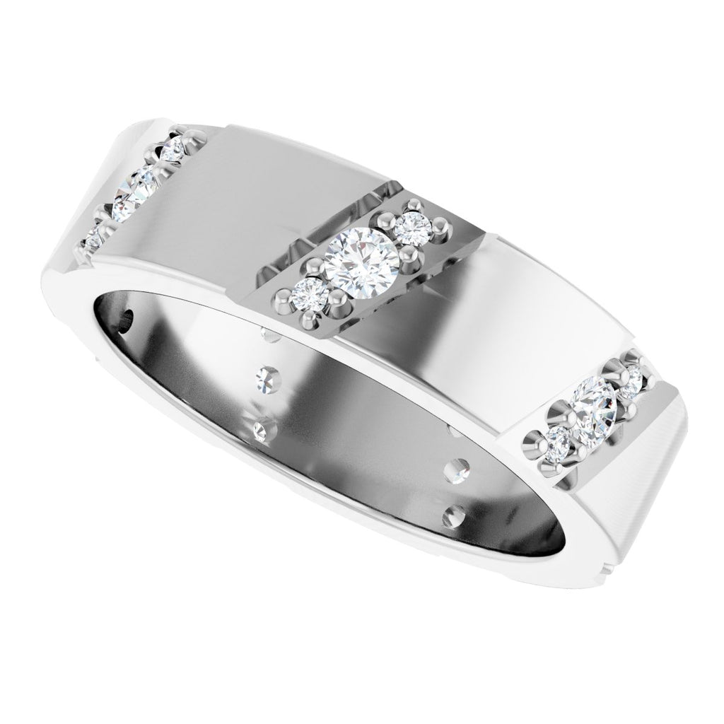 Diagonal Grooved Eternity Band