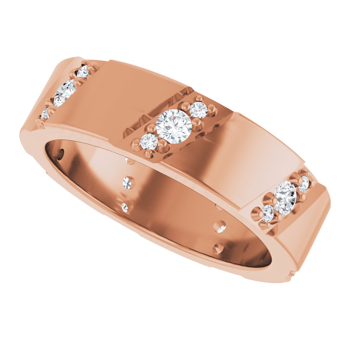 Diagonal Grooved Eternity Band