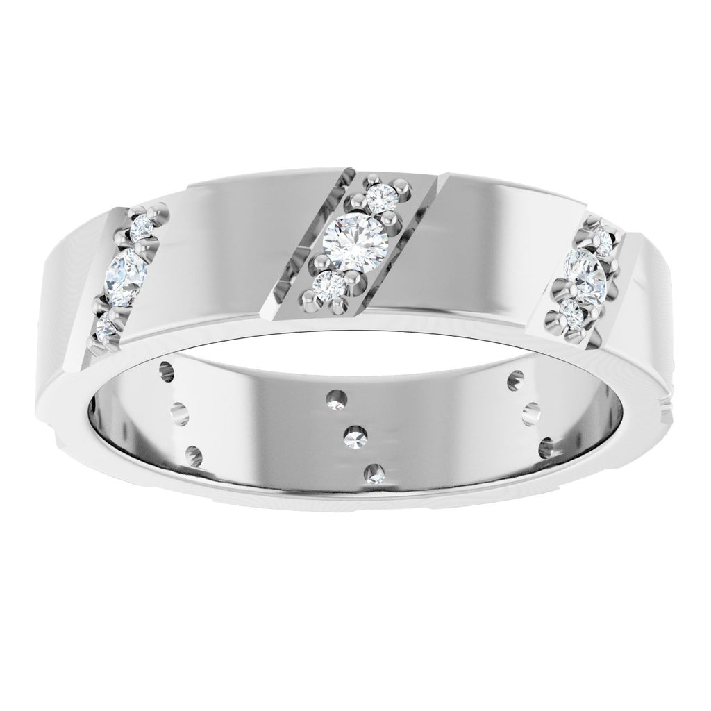 Diagonal Grooved Eternity Band