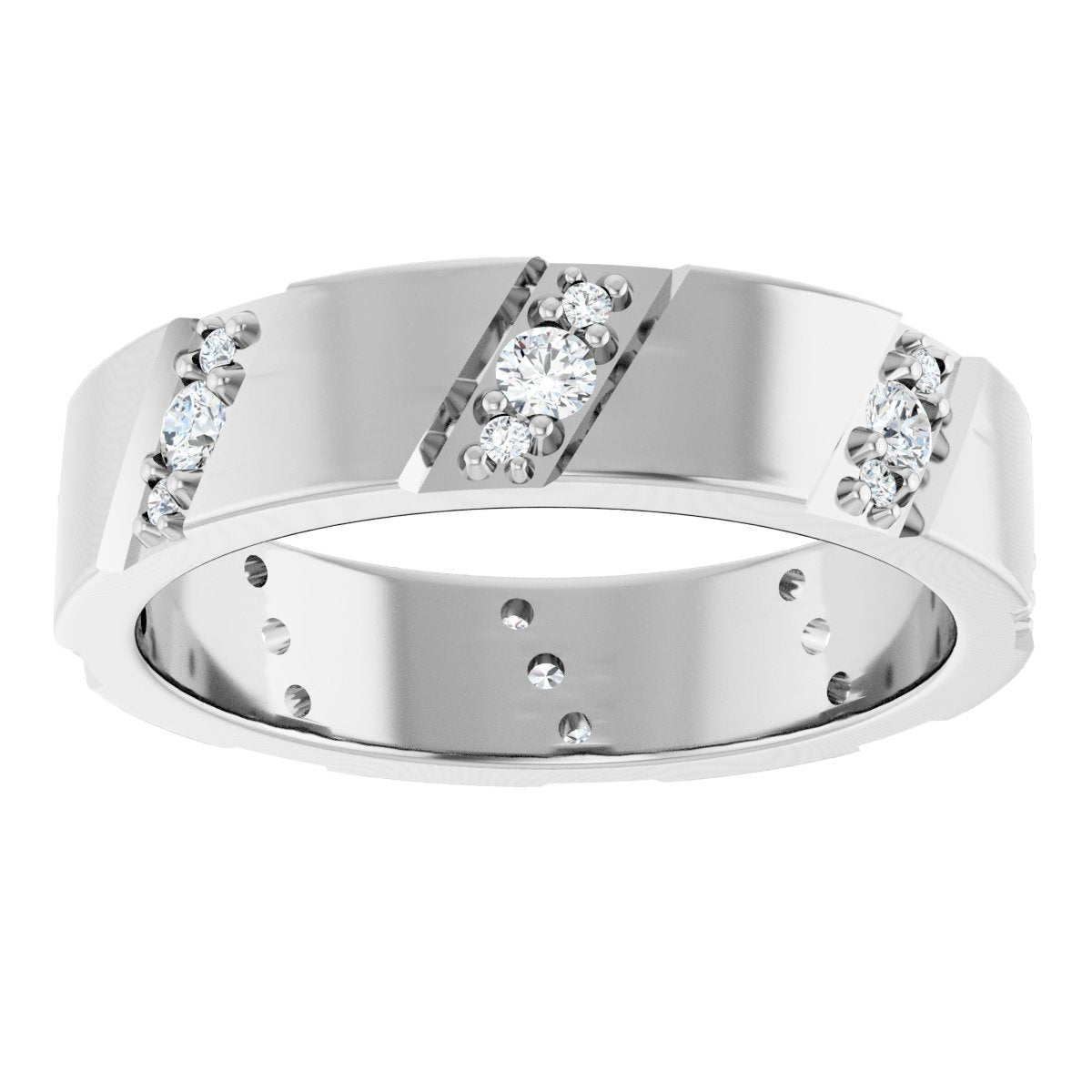 Diagonal Grooved Eternity Band