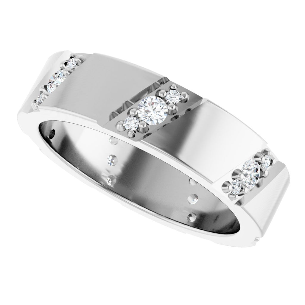 Diagonal Grooved Eternity Band