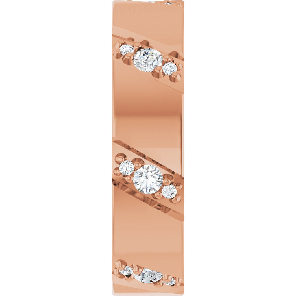 Diagonal Grooved Eternity Band