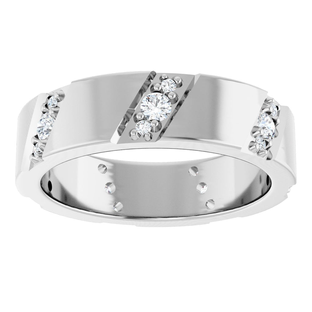 Diagonal Grooved Eternity Band
