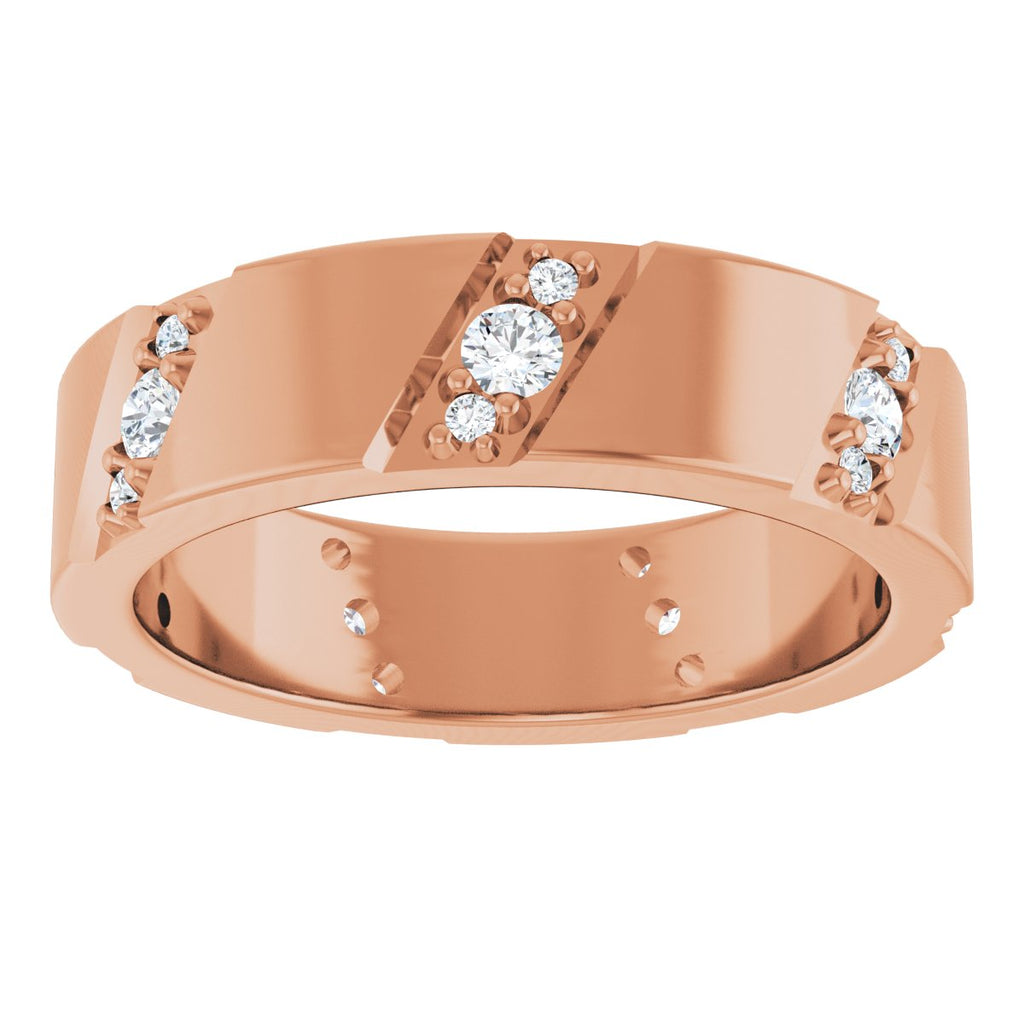 Diagonal Grooved Eternity Band