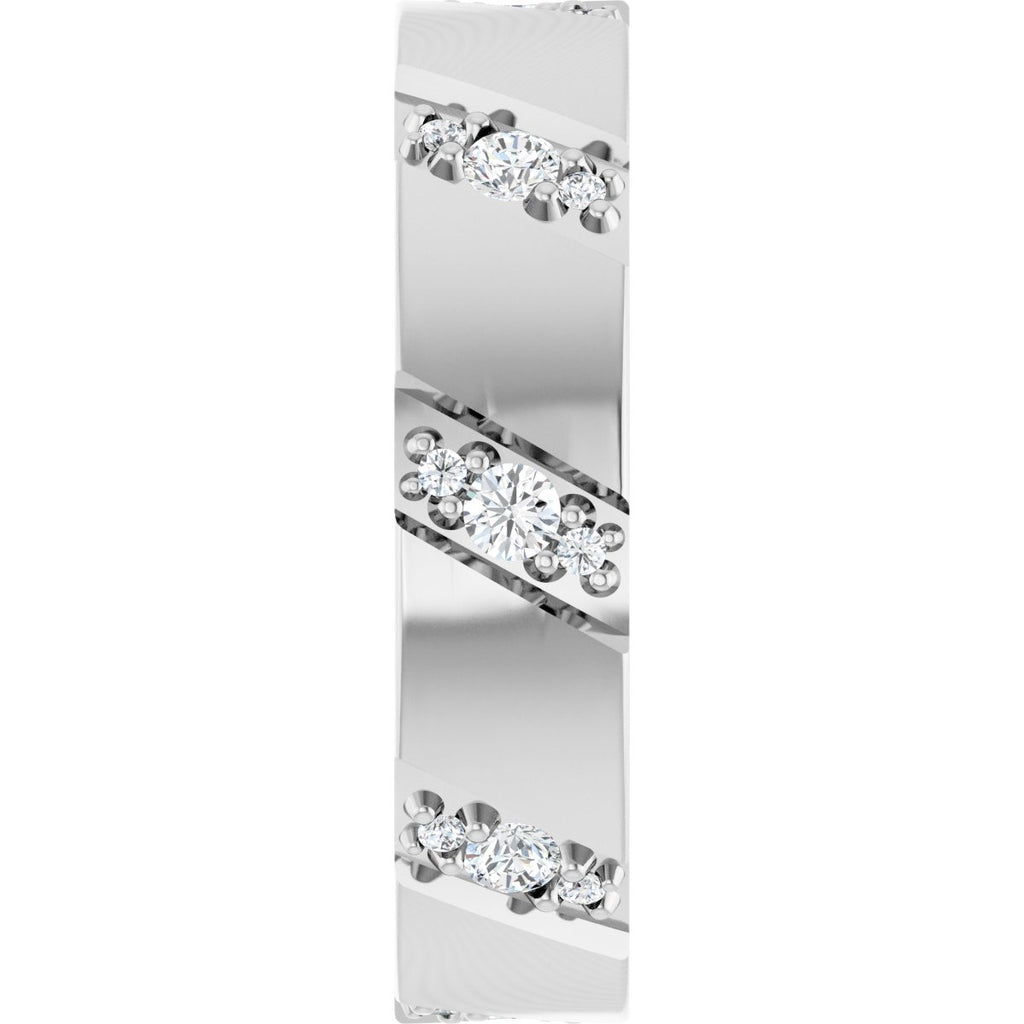 Diagonal Grooved Eternity Band