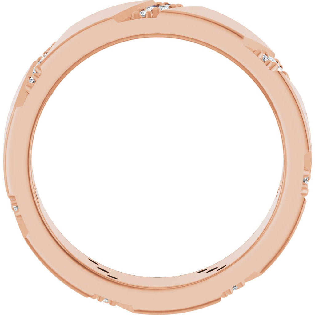 Diagonal Grooved Eternity Band