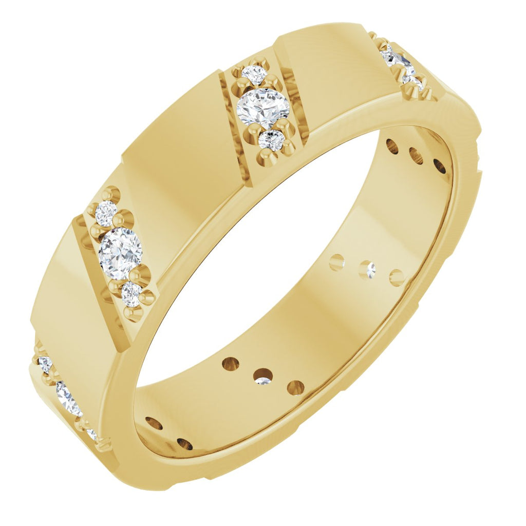 Diagonal Grooved Eternity Band