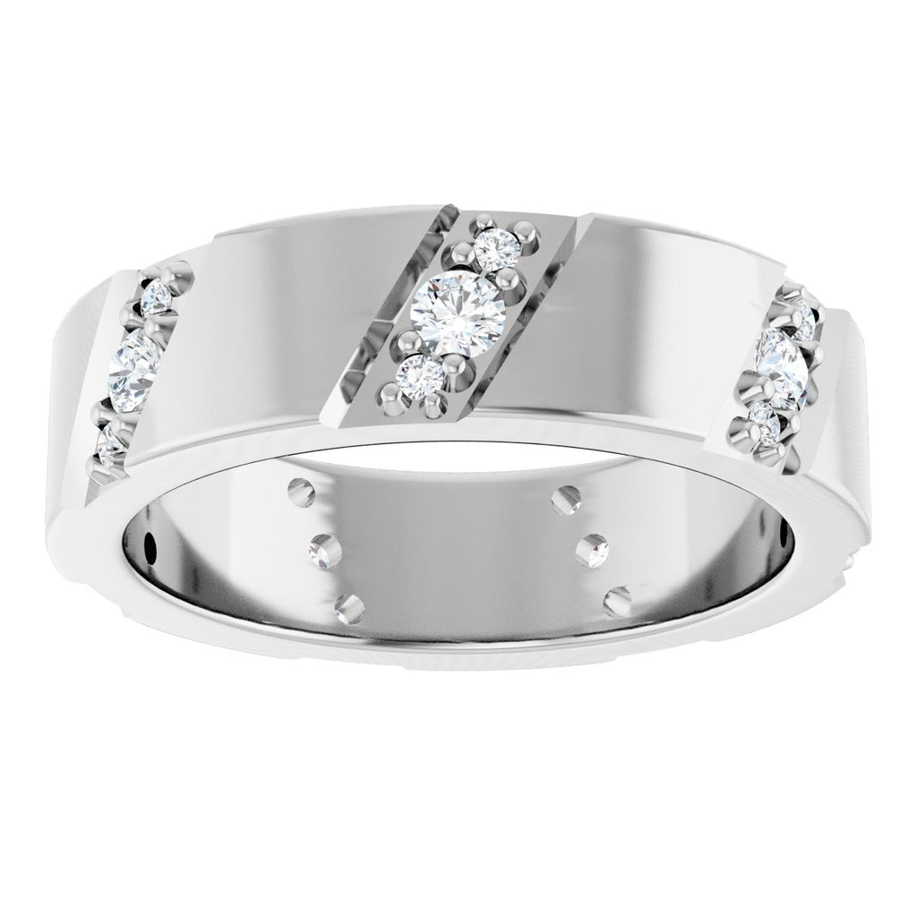 Diagonal Grooved Eternity Band