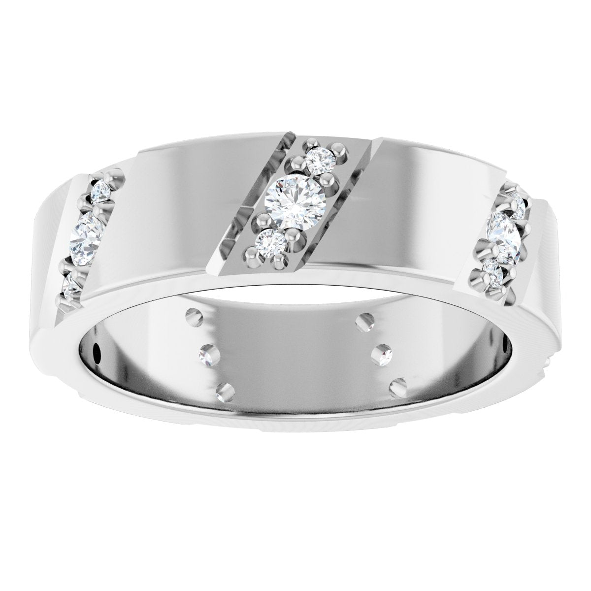 Diagonal Grooved Eternity Band