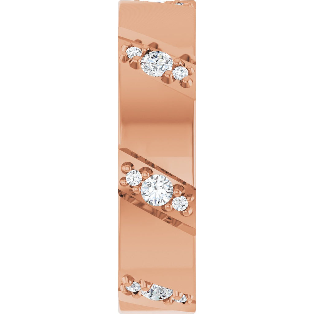 Diagonal Grooved Eternity Band