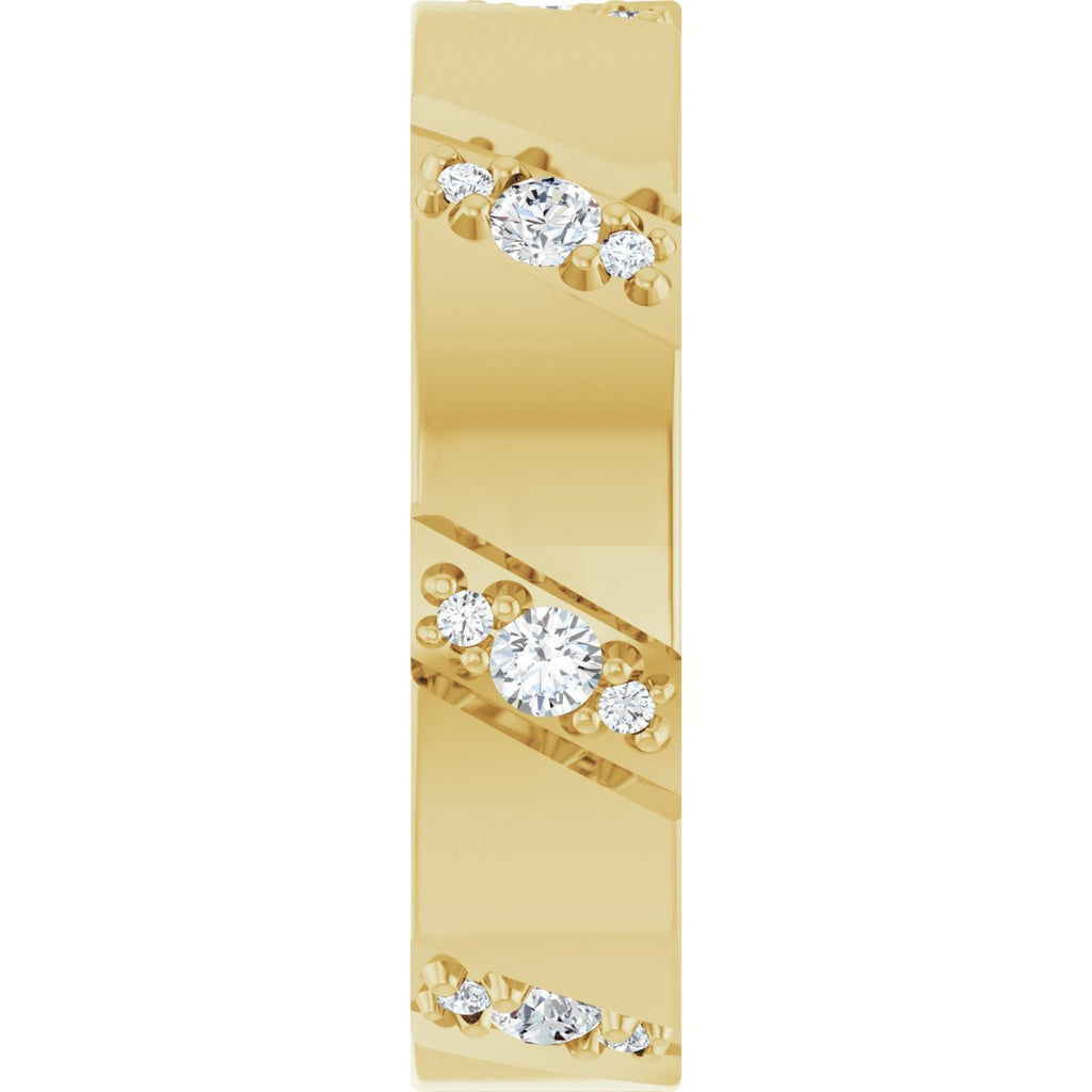 Diagonal Grooved Eternity Band
