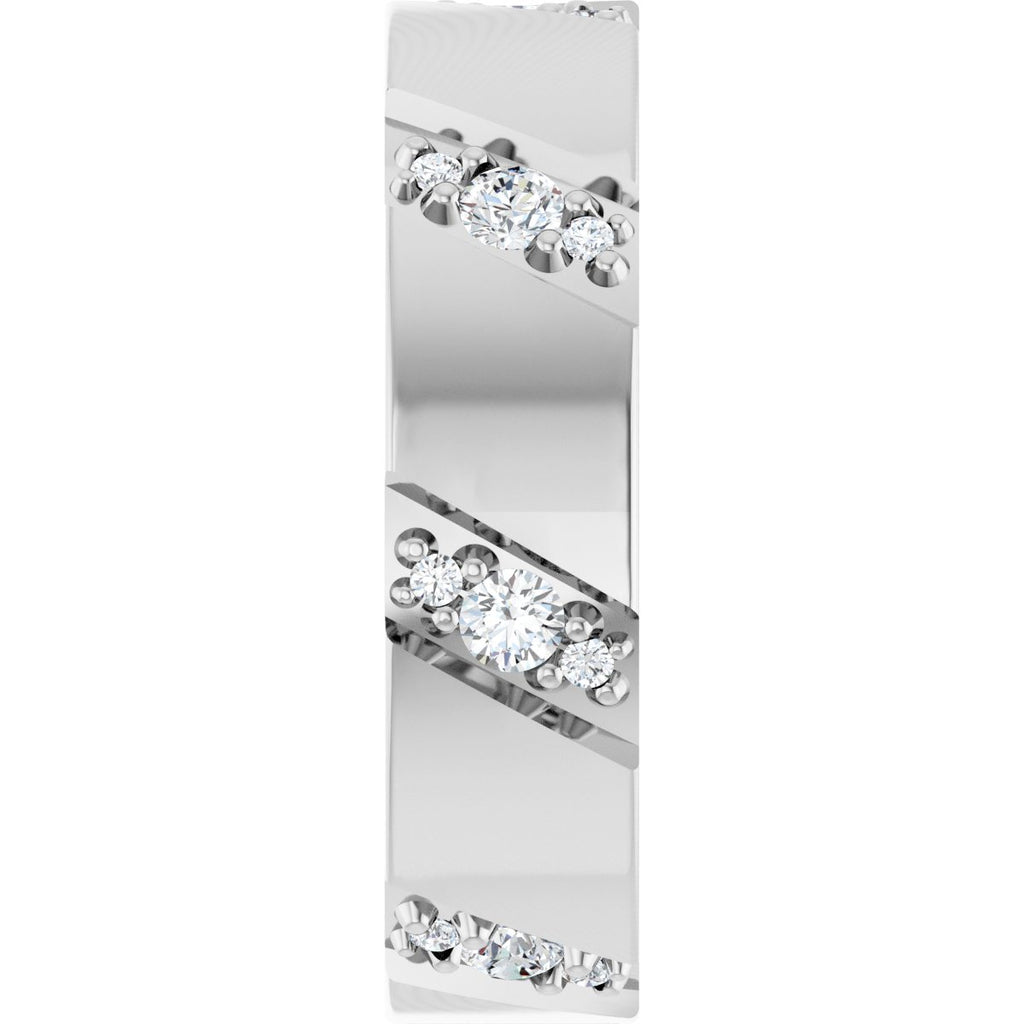 Diagonal Grooved Eternity Band
