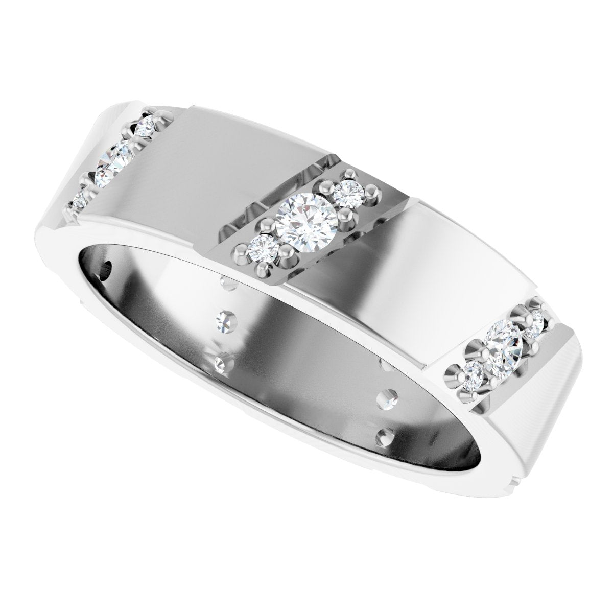 Diagonal Grooved Eternity Band