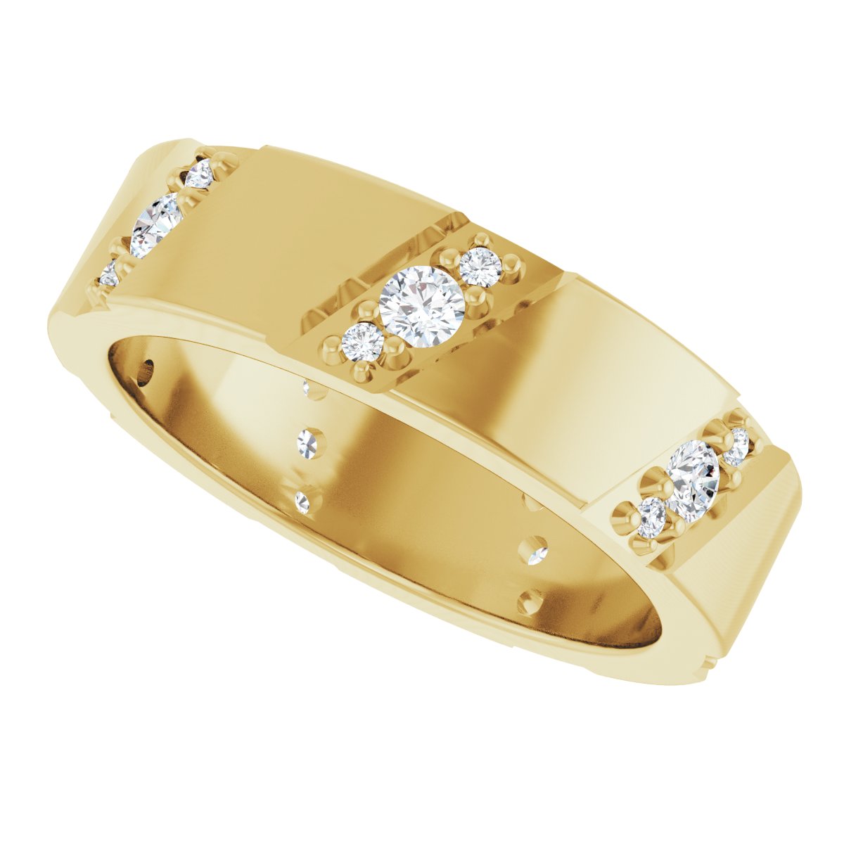 Diagonal Grooved Eternity Band
