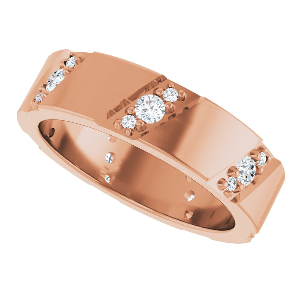 Diagonal Grooved Eternity Band