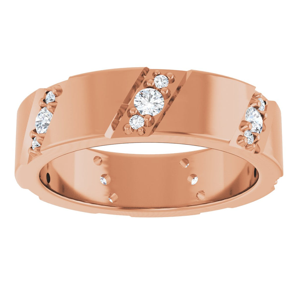 Diagonal Grooved Eternity Band