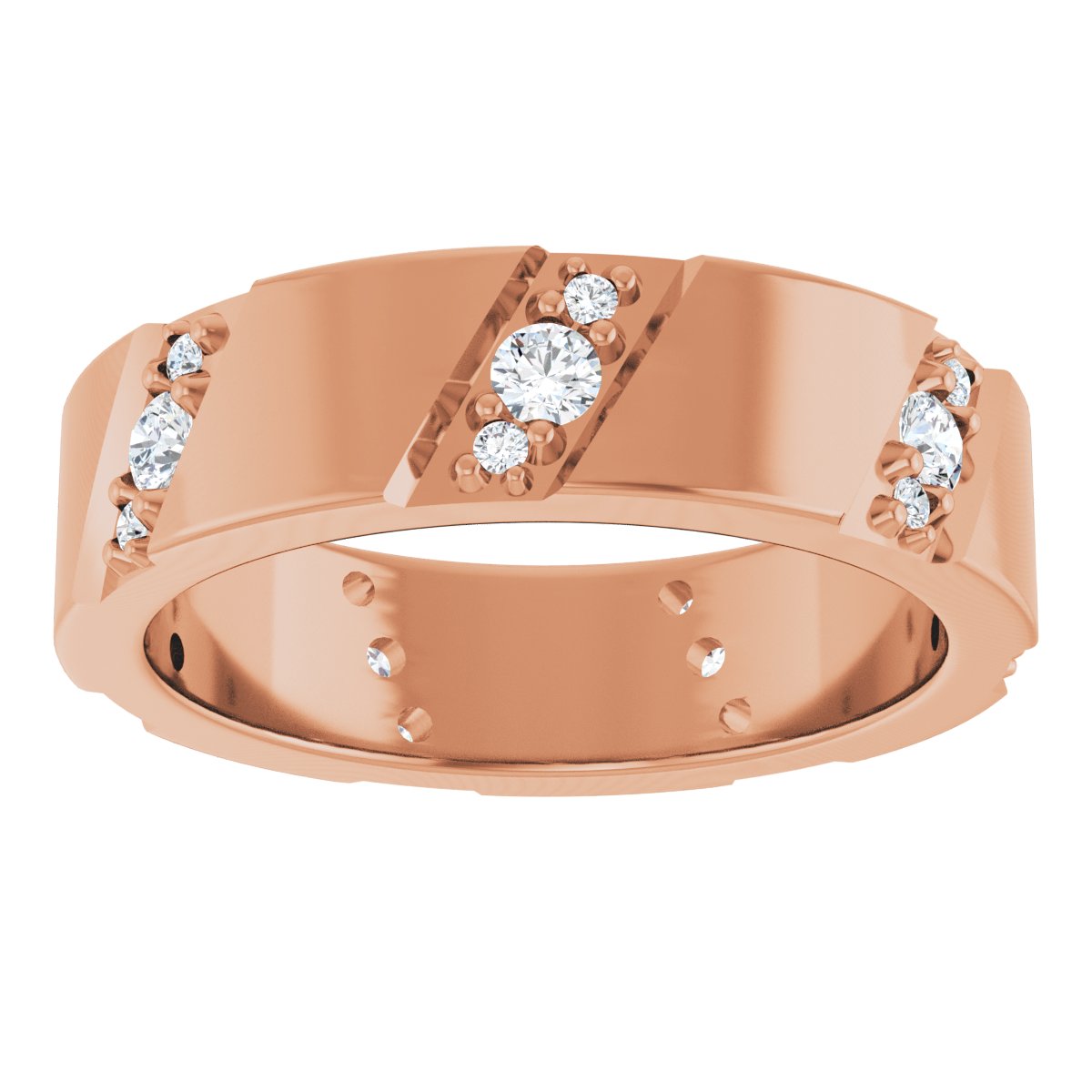 Diagonal Grooved Eternity Band
