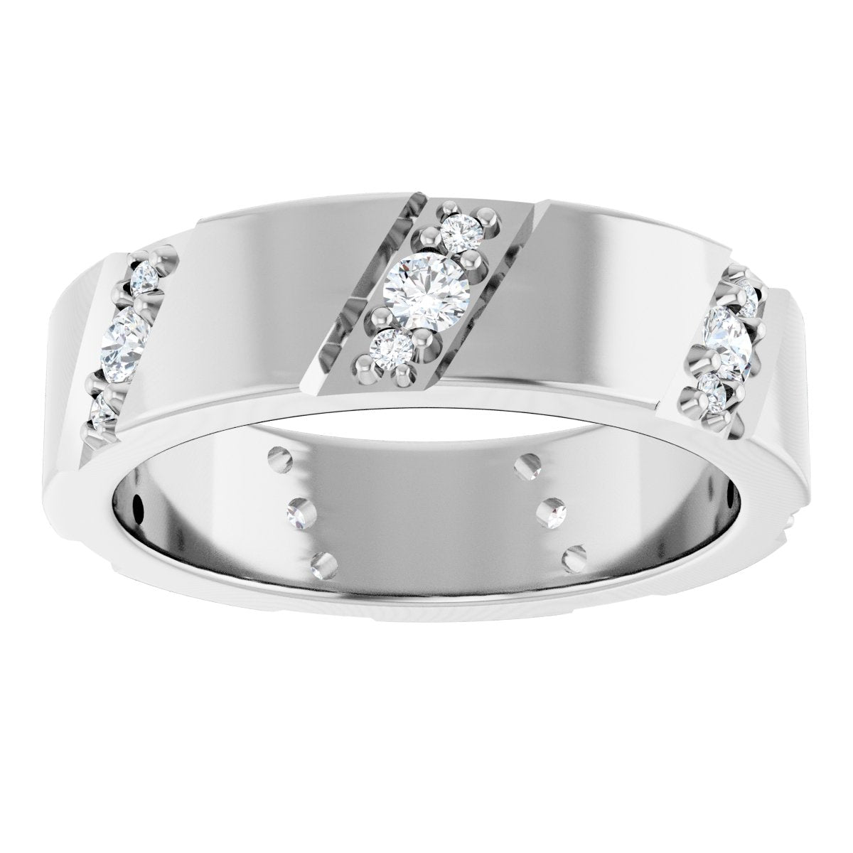 Diagonal Grooved Eternity Band