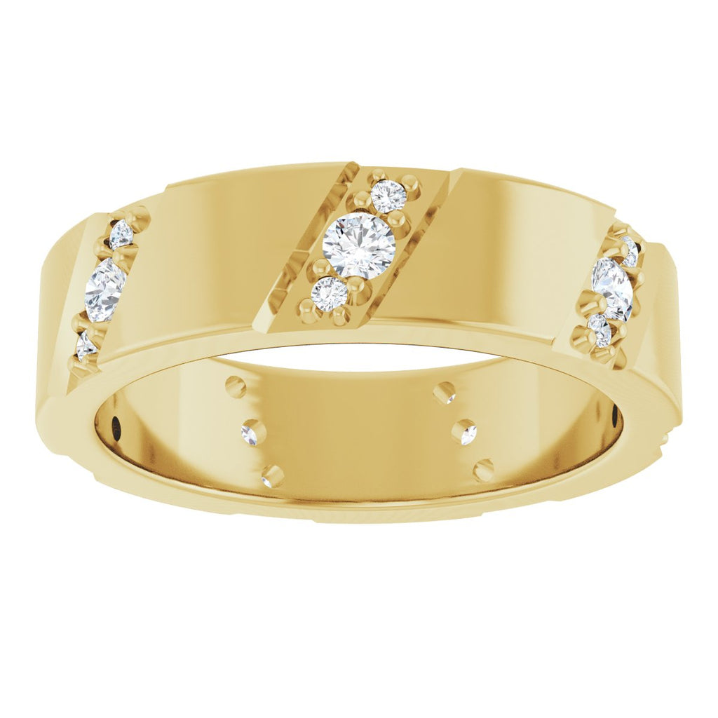 Diagonal Grooved Eternity Band