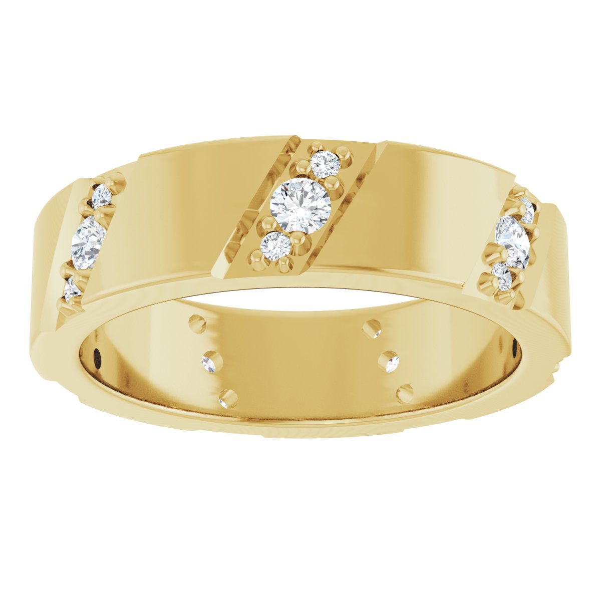 Diagonal Grooved Eternity Band