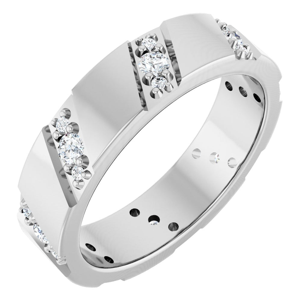 Diagonal Grooved Eternity Band