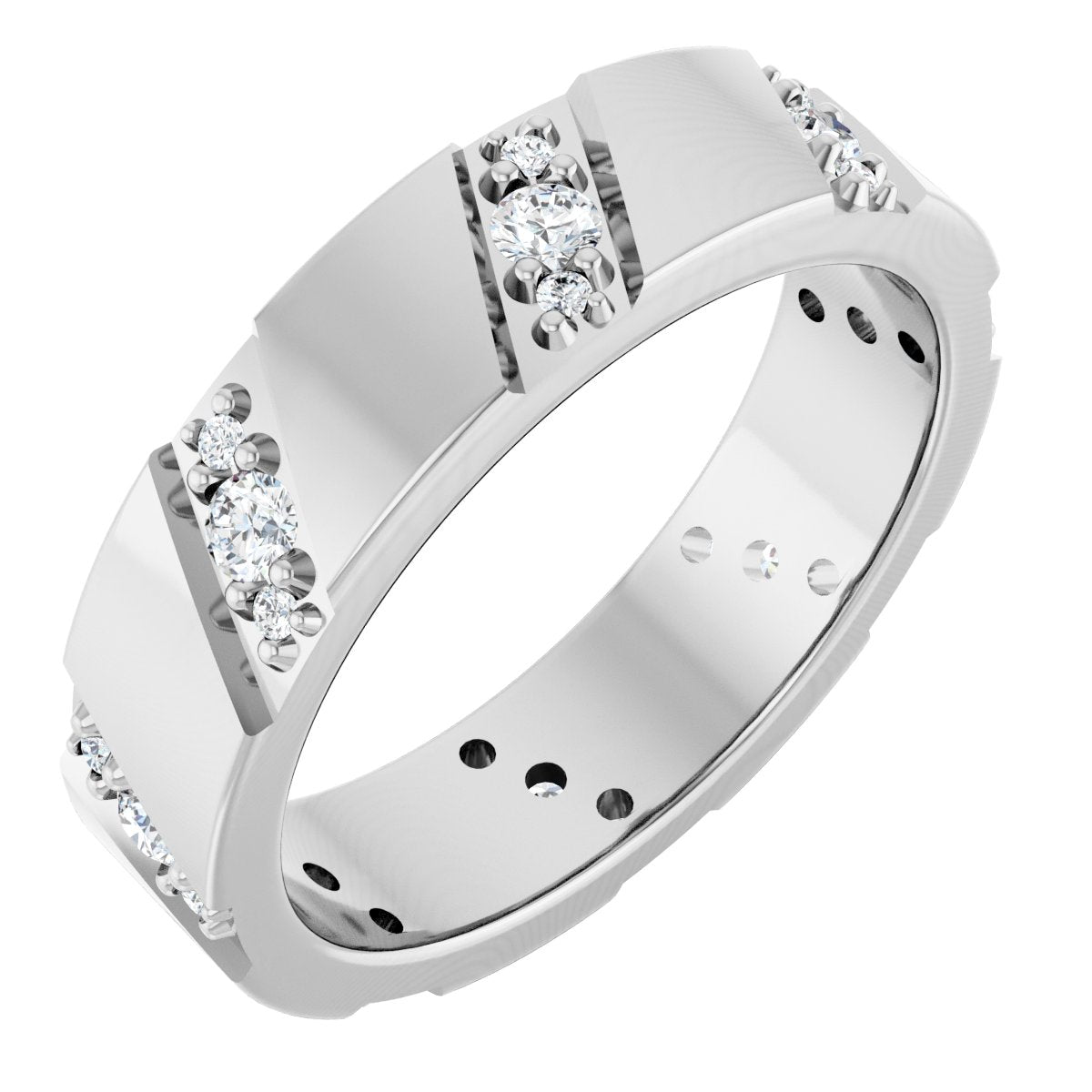 Diagonal Grooved Eternity Band
