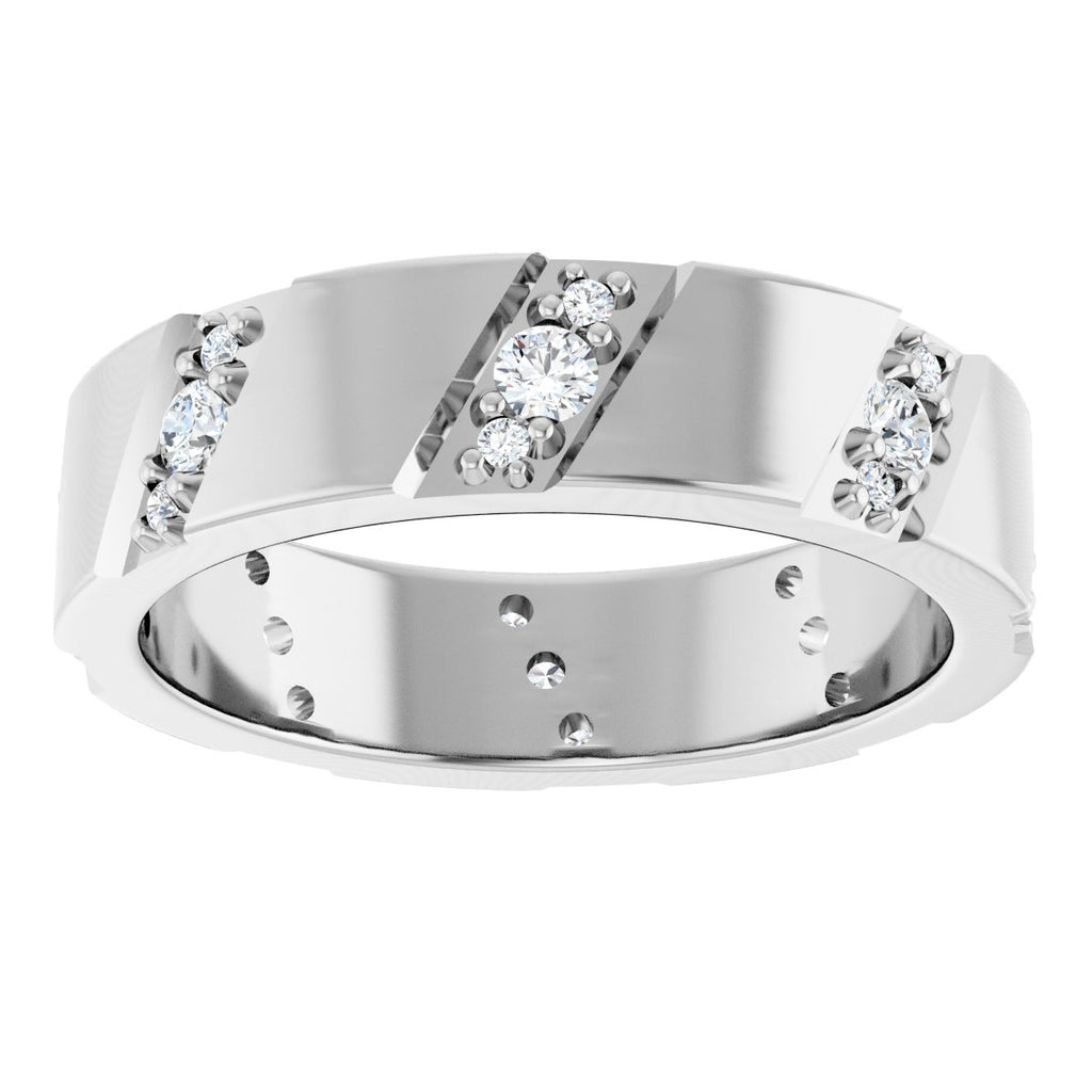 Diagonal Grooved Eternity Band