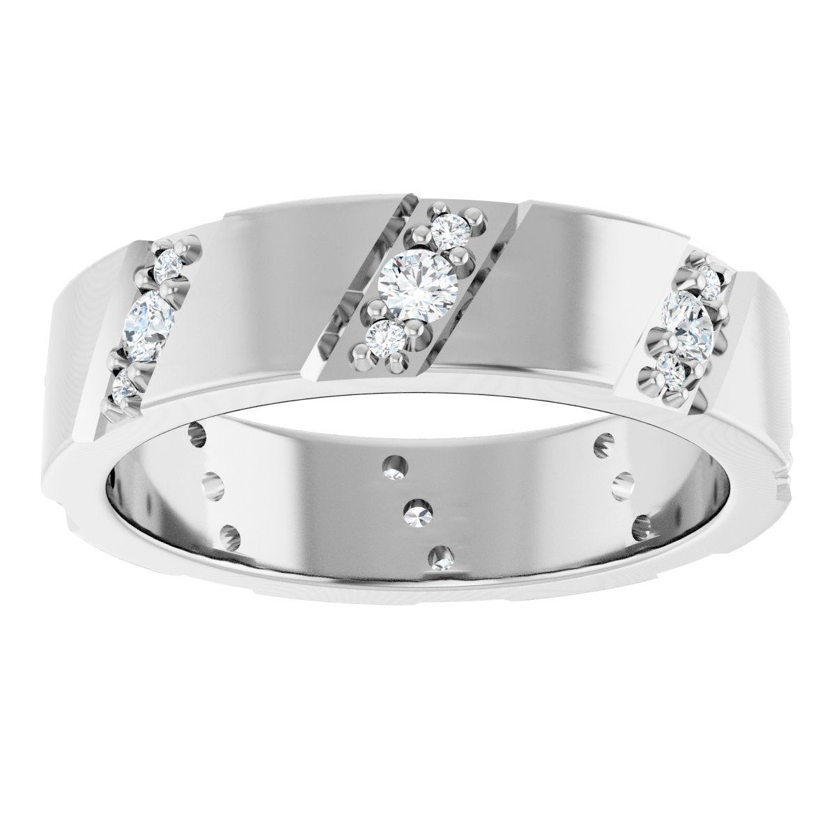 Diagonal Grooved Eternity Band