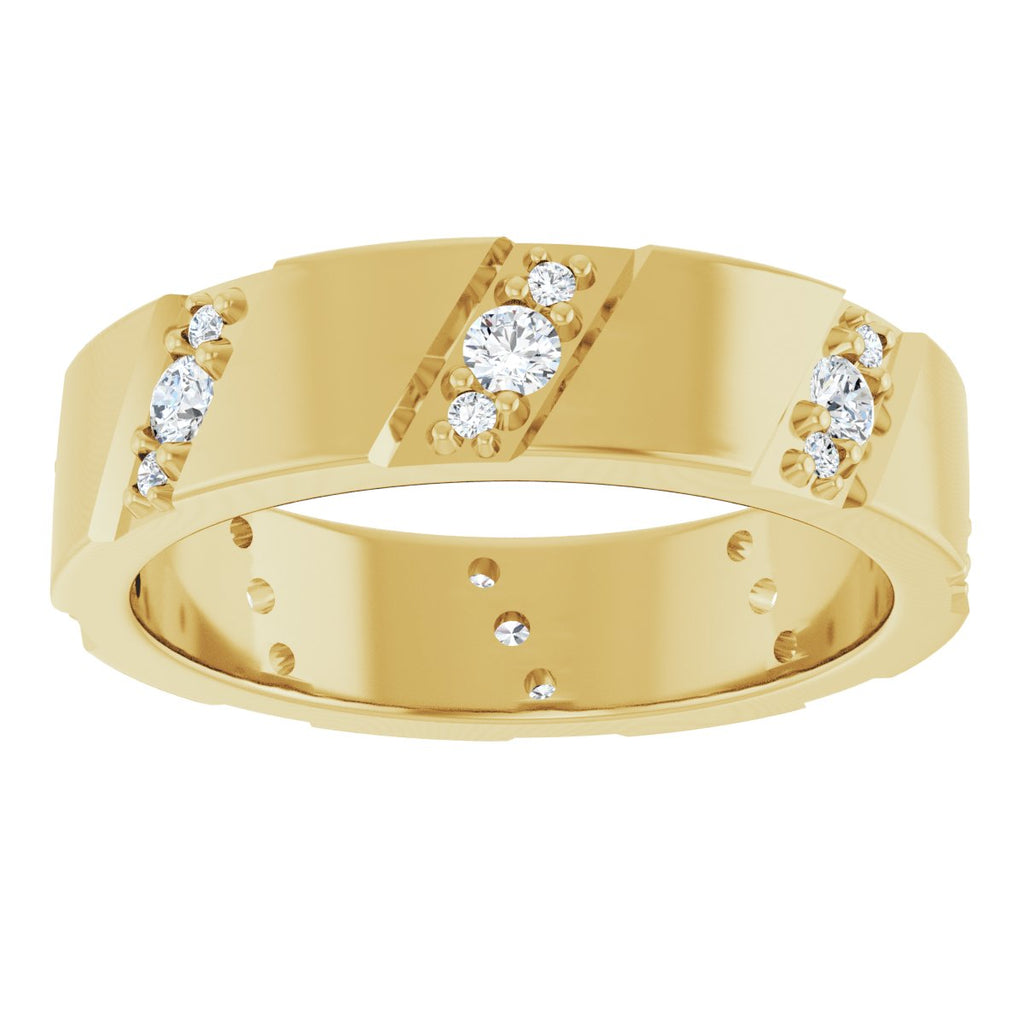 Diagonal Grooved Eternity Band