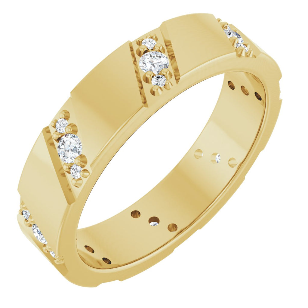 Diagonal Grooved Eternity Band