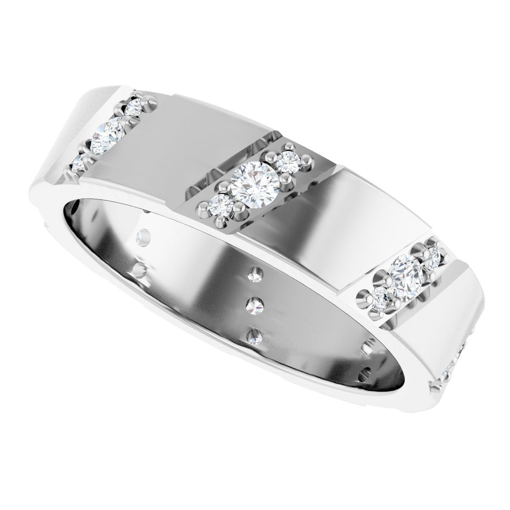 Diagonal Grooved Eternity Band