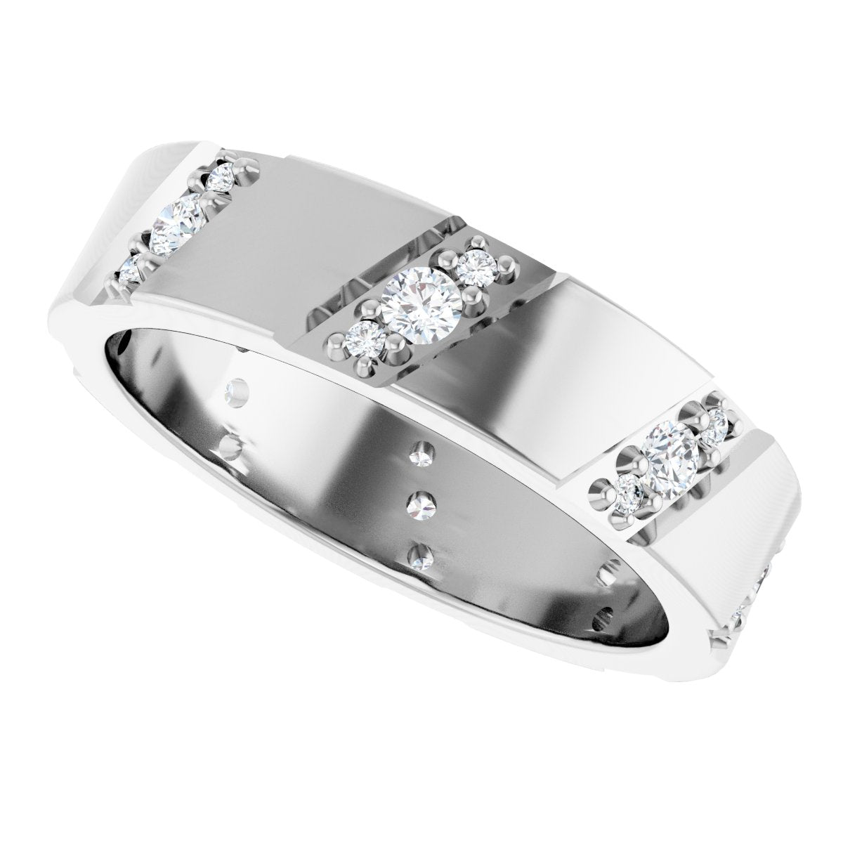 Diagonal Grooved Eternity Band