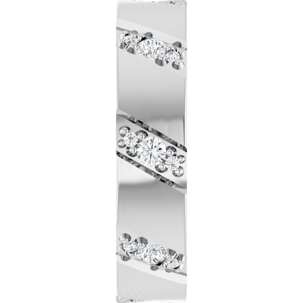 Diagonal Grooved Eternity Band