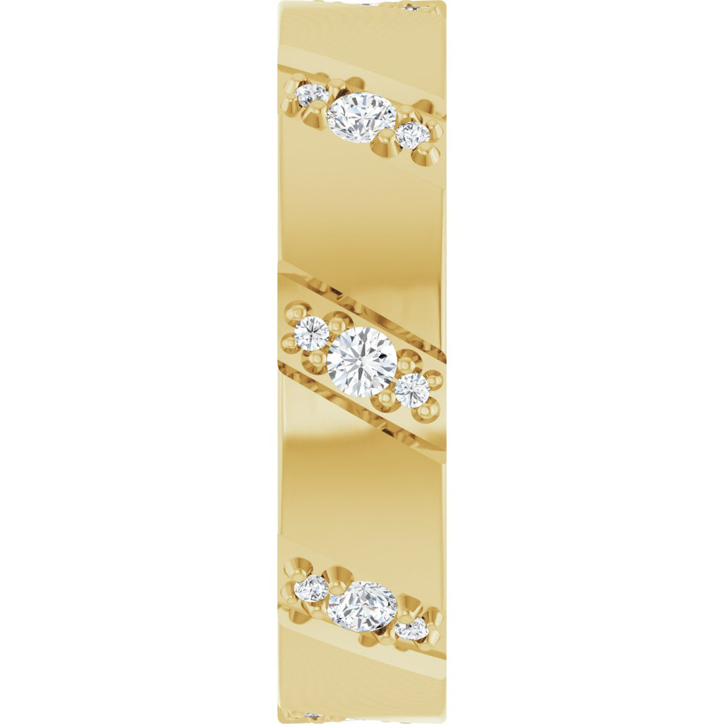 Diagonal Grooved Eternity Band