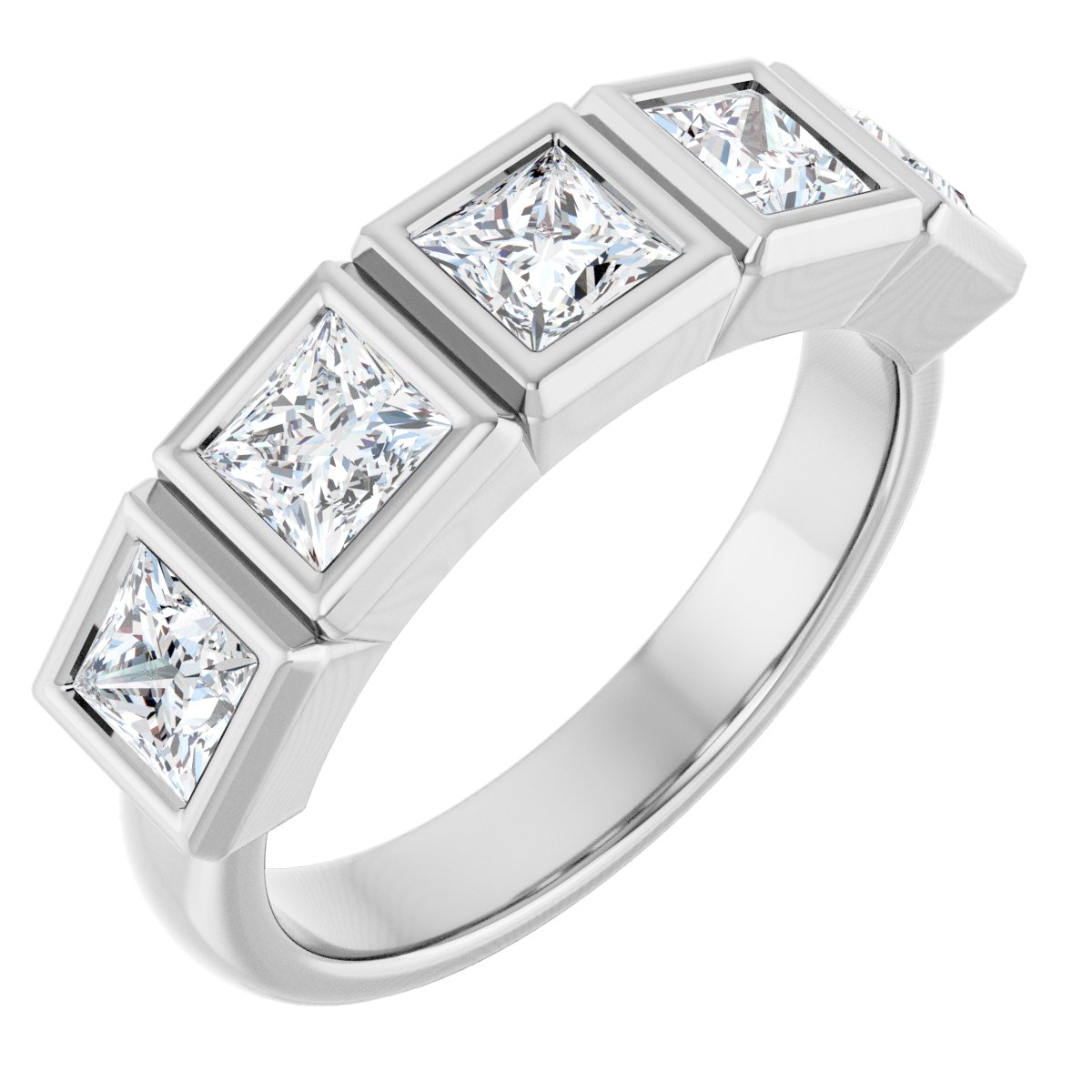 Bezel-Set Five-Stone Anniversary Band