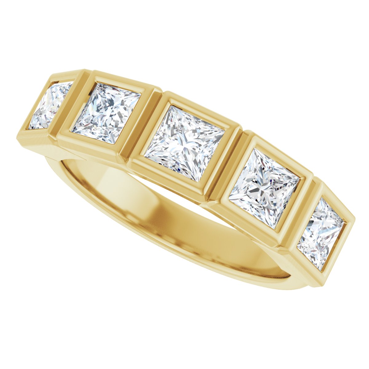 Bezel-Set Five-Stone Anniversary Band