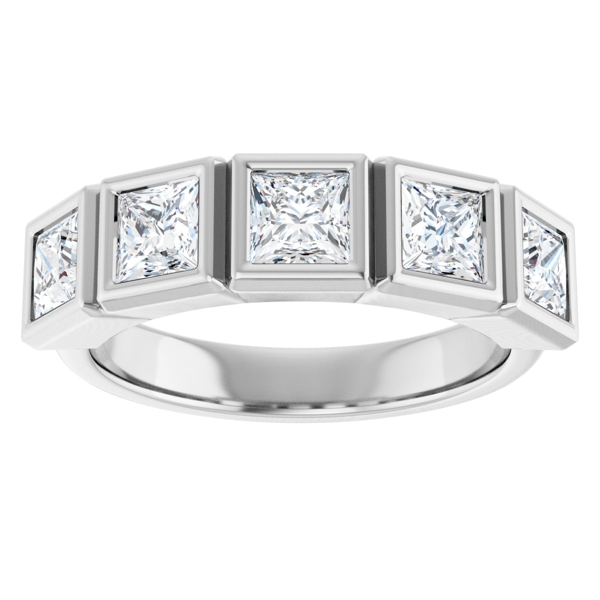 Bezel-Set Five-Stone Anniversary Band