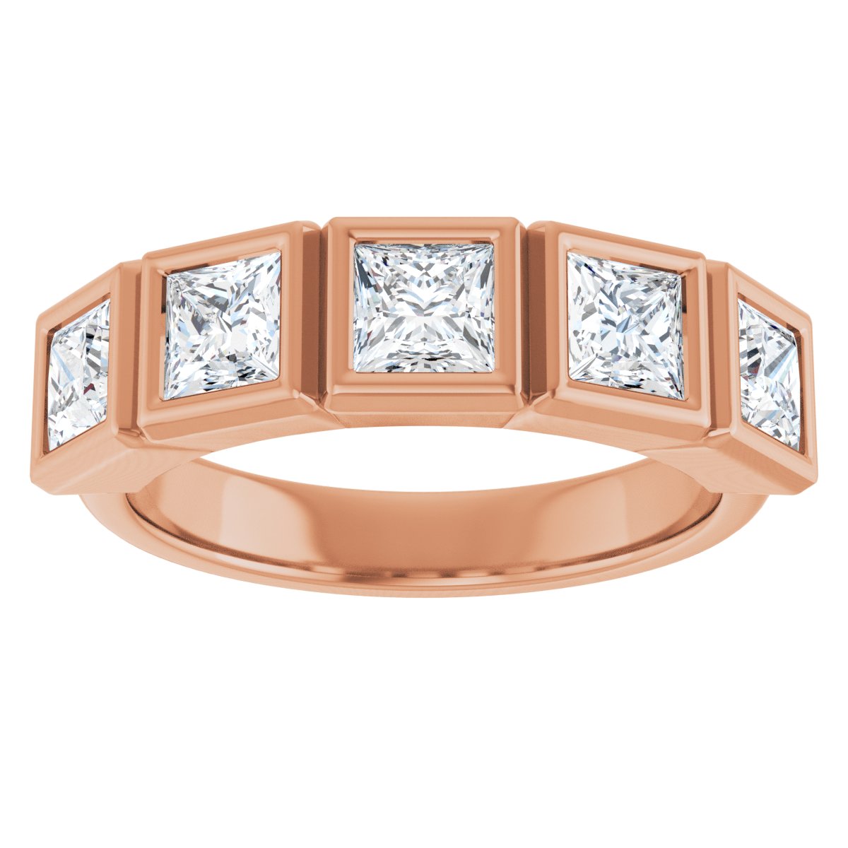 Bezel-Set Five-Stone Anniversary Band