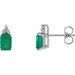 Emerald 4-Prong Accented Stud Earrings