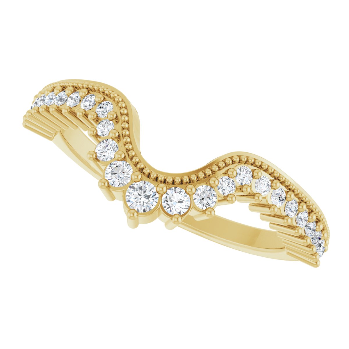 Milgrain Edge Accented Contour Band